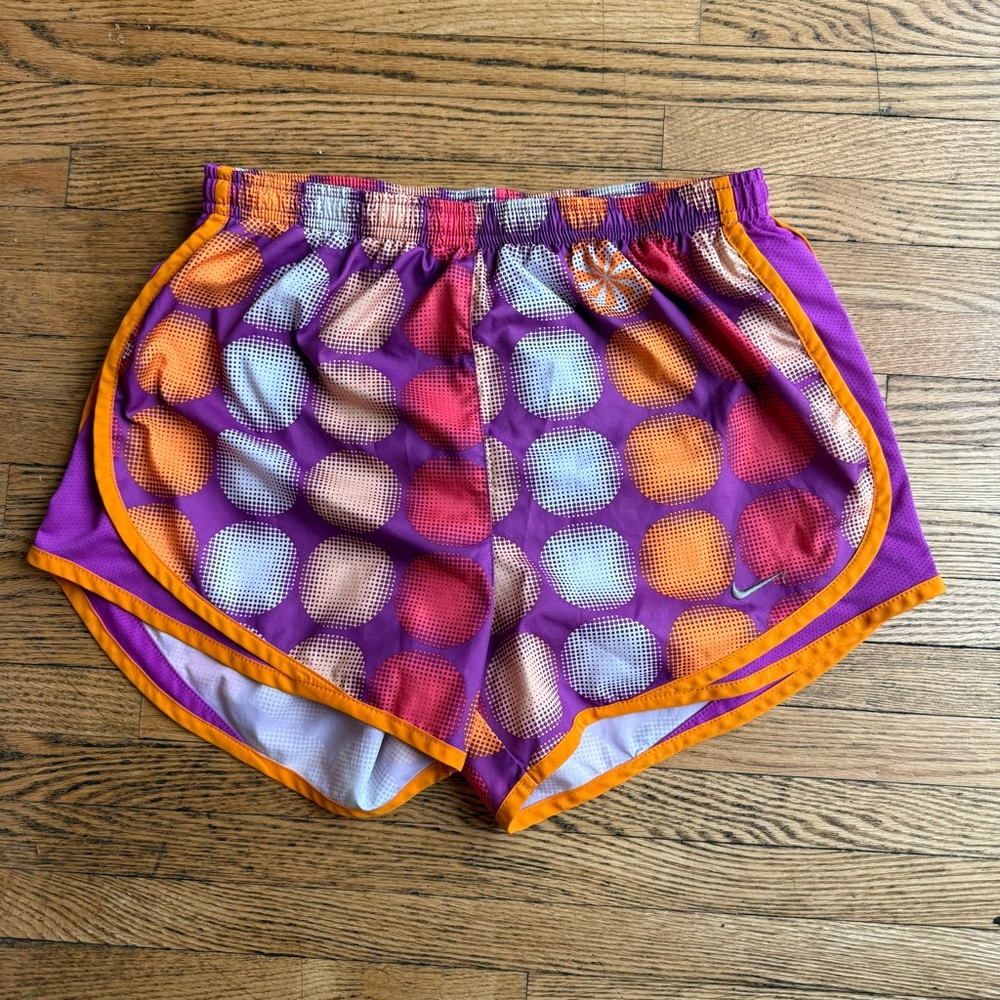 Nike Tempo Lined Running Shorts Womens Small Orange Purple Drawstring Dri-Fit